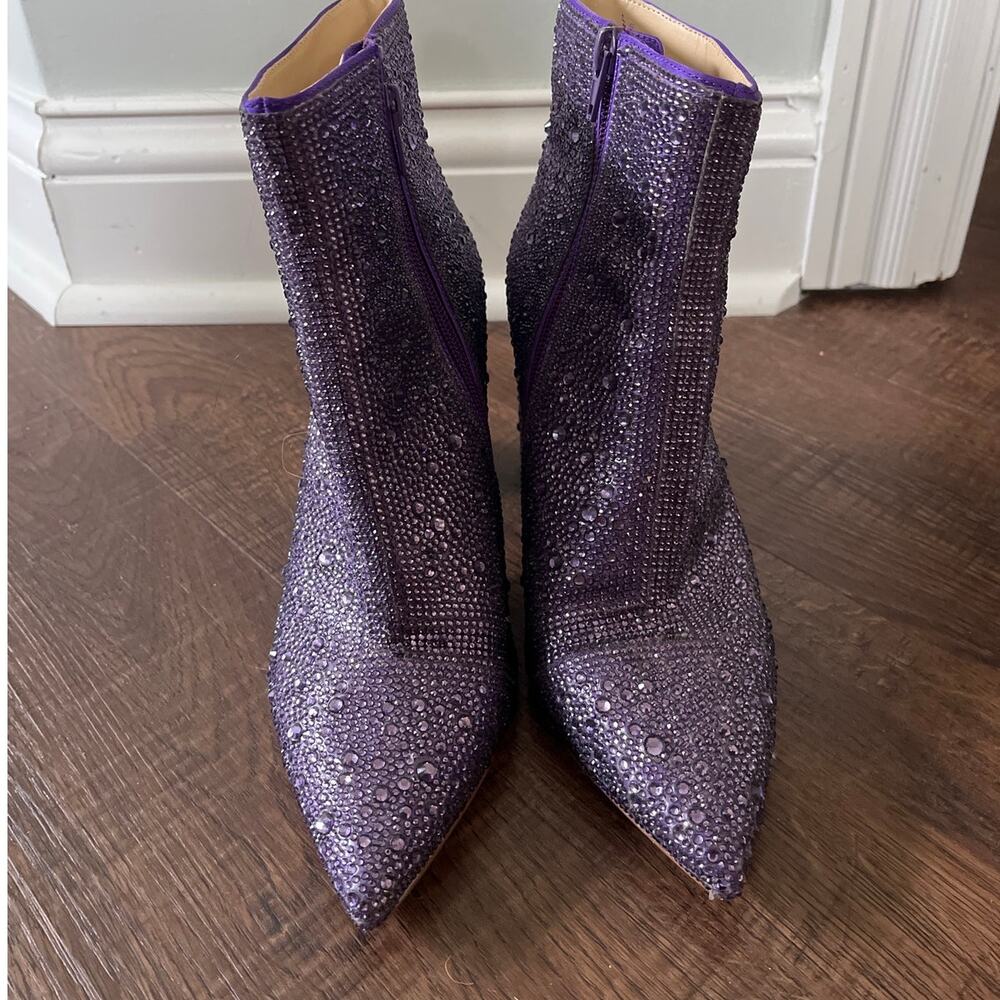 Betsey Johnson Cady Ankle booties purple rhinestone disco Womens Size 6.5 -7 - Picture 3 of 6